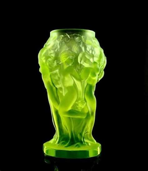 Art Deco Bohemian Vaseline Glass Vase