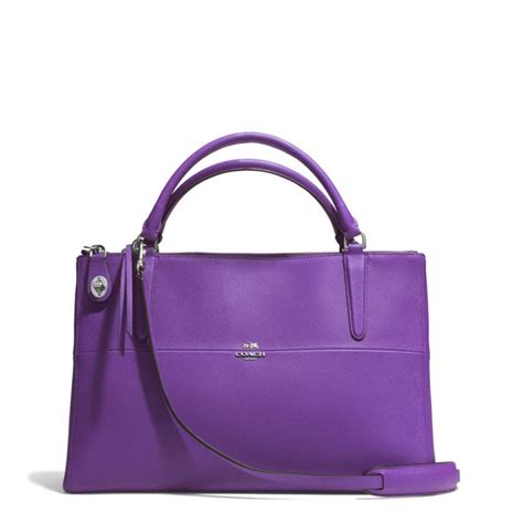COACH The Borough Bag In Saffiano Leather in Dark Nickel/Purple Iris ...