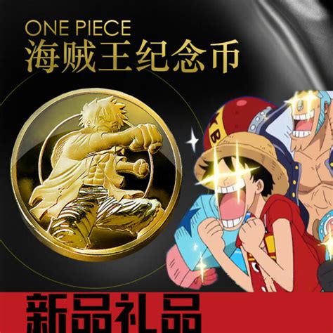 One Piece Monkey D Luffy Gold Coin Bas Relief Gold Plating Brass Coin