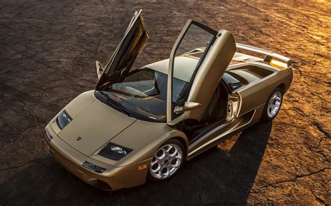 Download Wallpapers Lamborghini Diablo Retro Supercars Gold Diablo