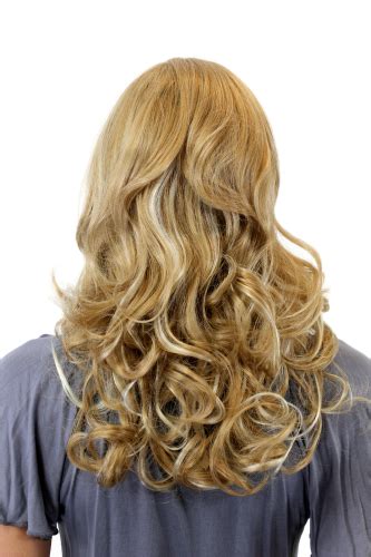 temptation lady quality wig mixed blond with platinum strands naughty fringe wavy slight curls long