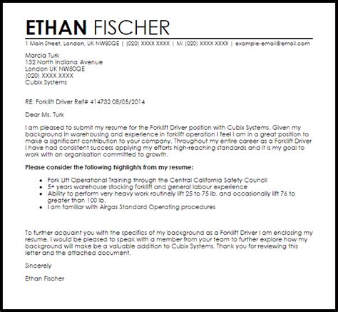 Any changes in address since the last card will. Forklift Driver Cover Letter Sample | Cover Letter Templates & Examples