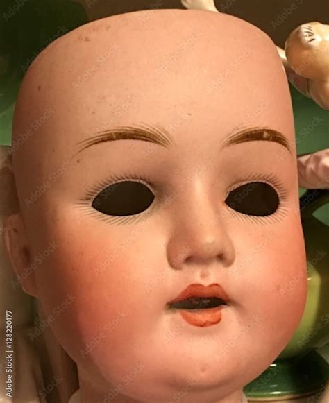 Vintage Porcelain Doll Face With Missing Eyes Hand Painted Features