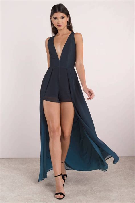 Kayla Teal Ombre Maxi Romper Homecoming Dresses Tight Cute Prom