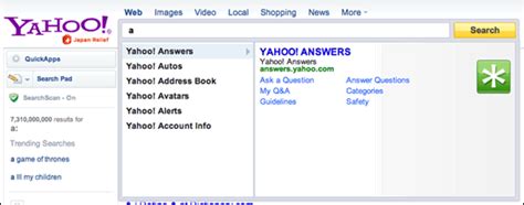 The Yahoo Search Direct Alphabet Where Every Letter Starts With Yahoo