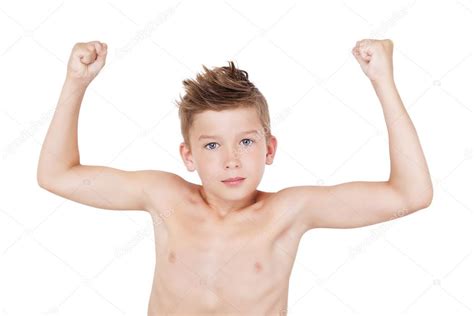 Young Boy Showing Muscle — Stock Photo © Eskymaks 29787885