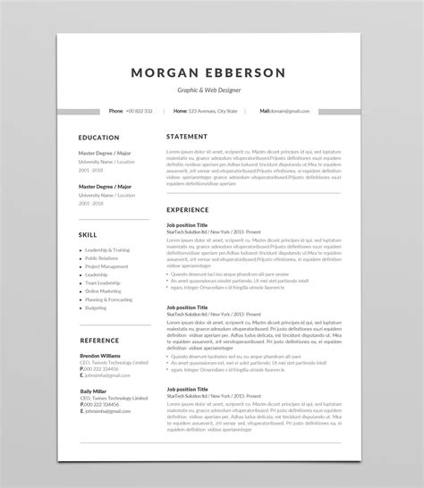 Clean One Page Resume Template Creative Resume Templates Creative
