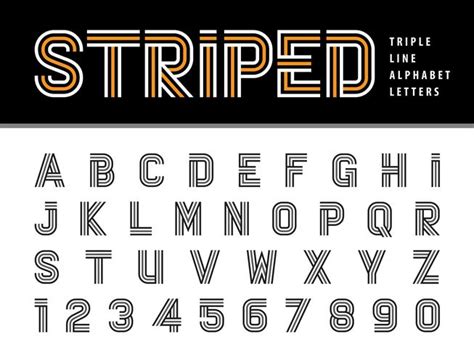 Striped Alphabet Letters And Numbers 673953 Vector Art At Vecteezy
