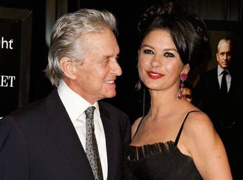 'a table of strong jaw lines, large appetites and a. Michael Douglas and Catherine Zeta-Jones Celebrate 15th ...