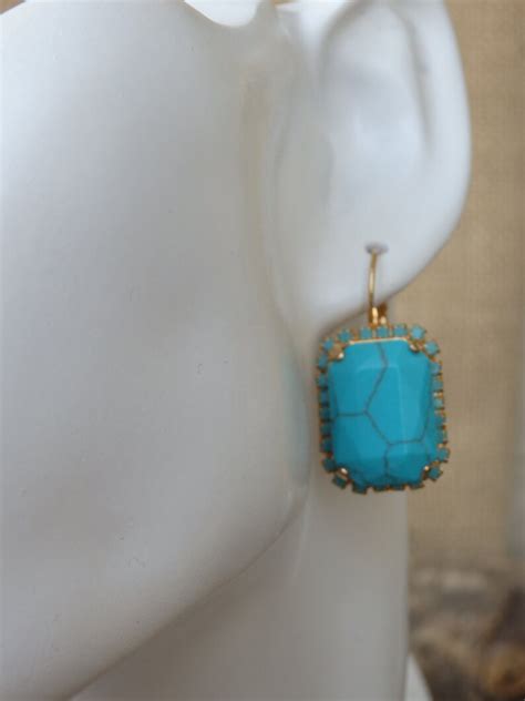Estate Turquoise Jewelry Large Turquoise Earrings Women Blue Etsy