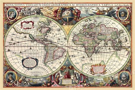 1630 Historic Old World Illlustrated Vintage Map 16x24 Ebay
