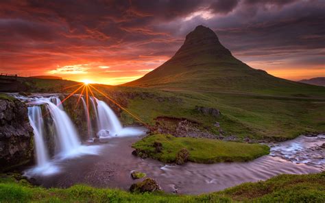 Fotos Von Kirkjufell Island Vulkan Natur Wasserfall 1920x1200