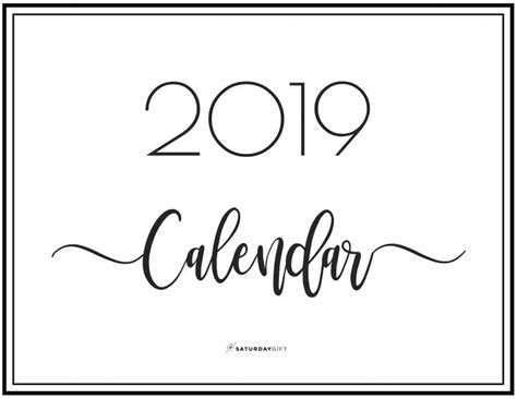 Elegant Printable Monthly Calendar 2019 Free Printables Saturdayt