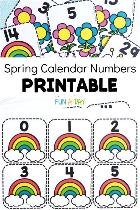 Spring Calendar Numbers Free Printable Fun A Day