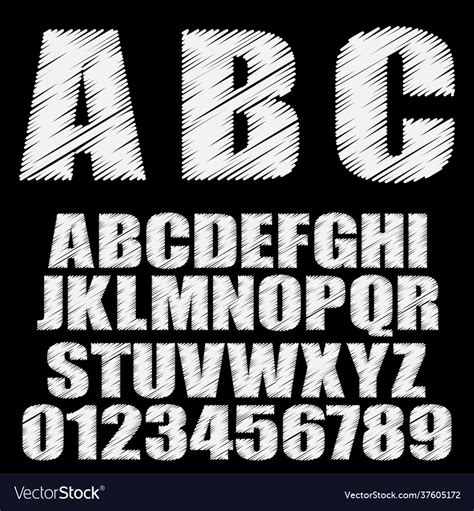Shaded Font Alphabet Font Type Letters Royalty Free Vector