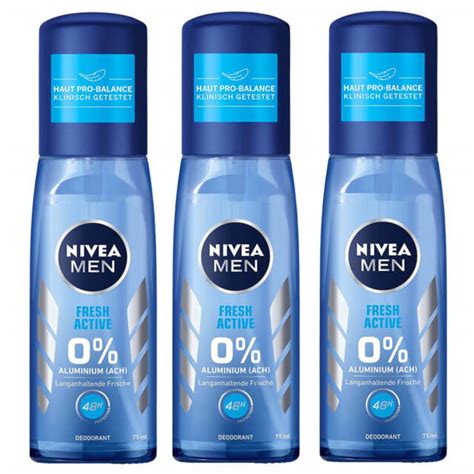 3x 25oz Nivea Men Fresh Active Atomizer Deodorant 0 Aluminium 48h For