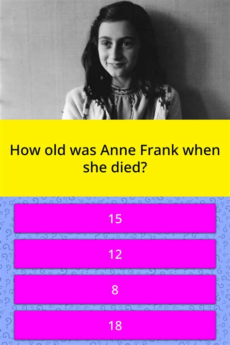 How Old Was Anne Frank When She Died Trivia Questions