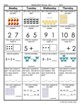 More images for 6th grade weekly math spiral answer sheet » 1st Grade Spiral Math Review | 2 Weeks FREE by One Stop ...