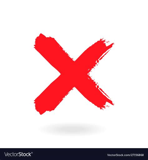 Cross Sign Element Red Grunge X Icon Isolated Vector Image