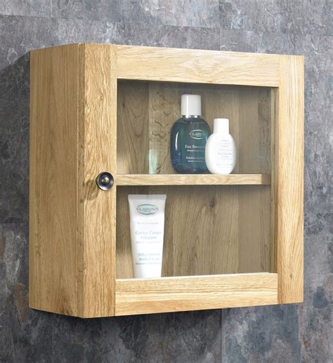 Solid Oak Wall Mounted Corner And Square Bathroom Storage Mirror Glass