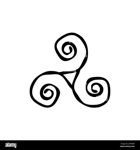 Triskelion Or Triskele Spiral Triangle Hand Drawn Shabby Symbol Breton
