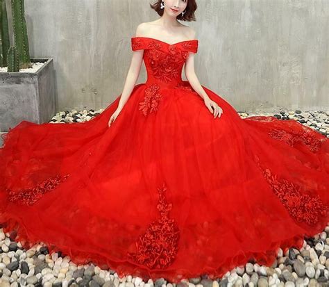 Red Quinceanera Handmade Flowers Ball Prom Pageant Sweet Vestidos