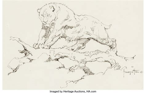 Frank Frazetta Sabretooth Tiger Illustration Original Art Lot