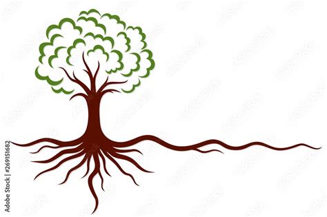 A Symbol Of The Stylized Tree With Roots Stock Vector Adobe Stock