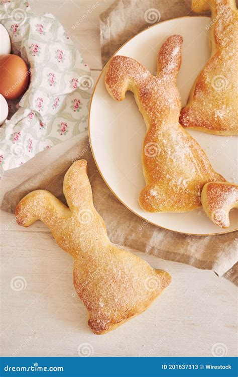 Homemade Easter Bunny Biscuits On A Plate Stock Image Image Of Snack