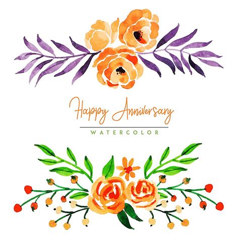Happy Anniversary Clipart Vector Watercolor Floral Happy Anniversary