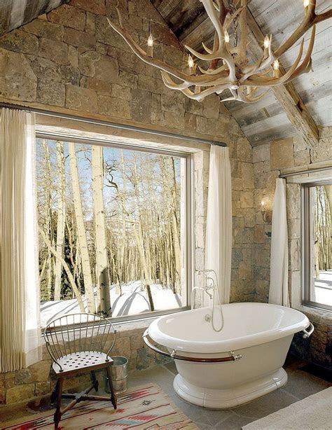 Custom Made Chandelier In The Rustic Bathroom Moves Away From Glass