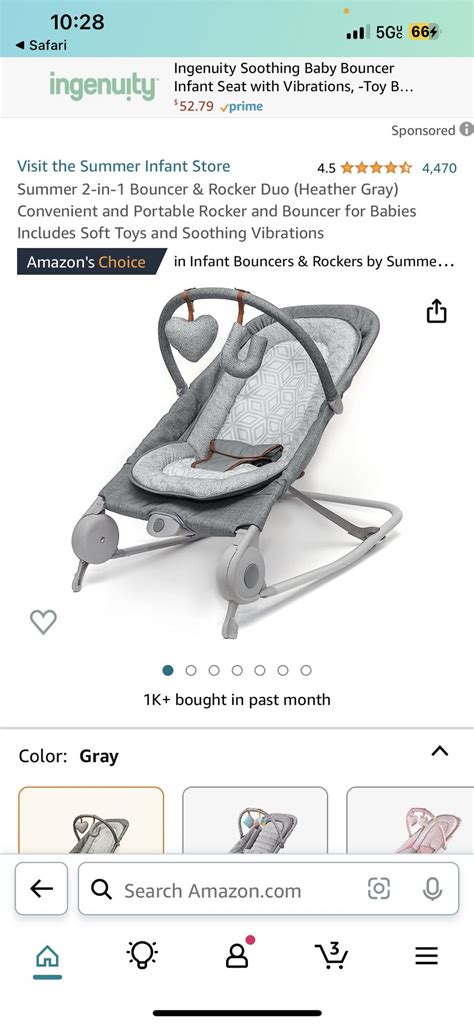 Summer In Bouncer Rocker Duo Heather Gray Convenient And