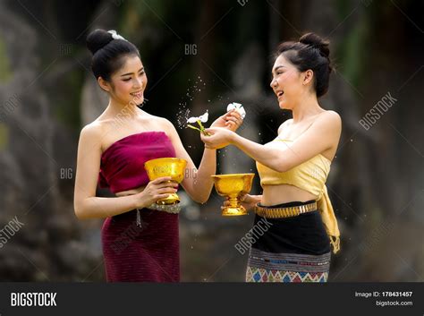 Laos Girls Splashing Image And Photo Free Trial Bigstock