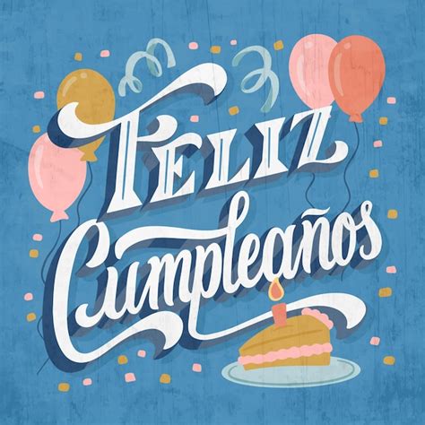 Feliz Cumpleanos Happy Birthday In Spanish Text Royalty Free Cliparts