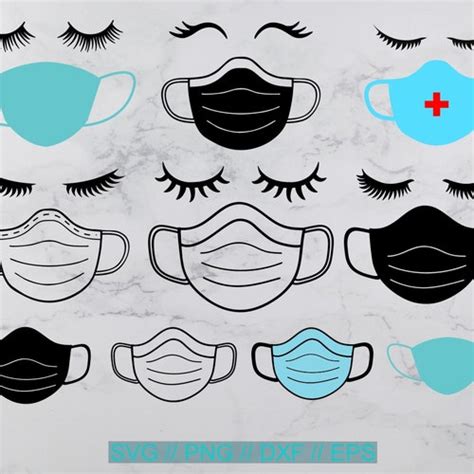 Face Mask Svg Clipart Eyelashes With Facemask Svg Woman Etsy