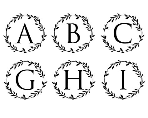Wreath Letters Svg Monogram Alphabet Laurel Wreath Svg Etsy Uk