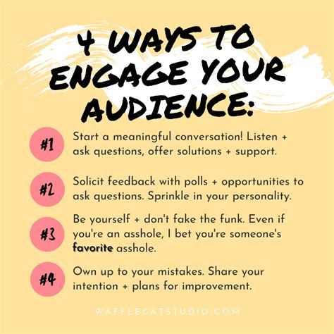 An Info Sheet With The Words 4 Ways To Engage Your Audience And Ask Questions