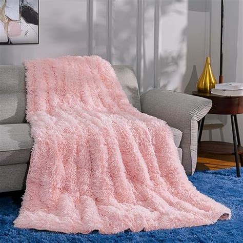 Ompaa Faux Fur Adults Weighted Blanket 20lbs For Queen Size Bed 60 X 80 Pink Fuzzy Plush