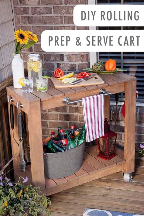 Diy Rolling Prep And Serve Cart The Home Depot Blog Diy Outdoor Bar