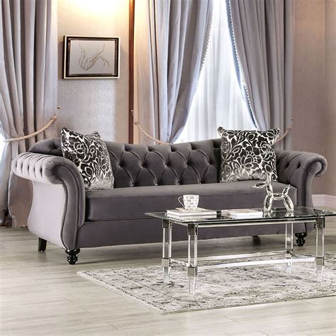 Antoinette Living Room Set Gray By Furniture Of America Furniturepick