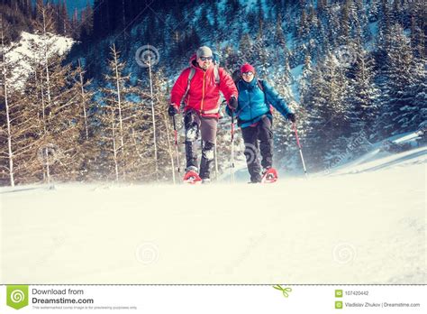 Two Climbers Are In The Mountains Stock Photo Image Of Landscape