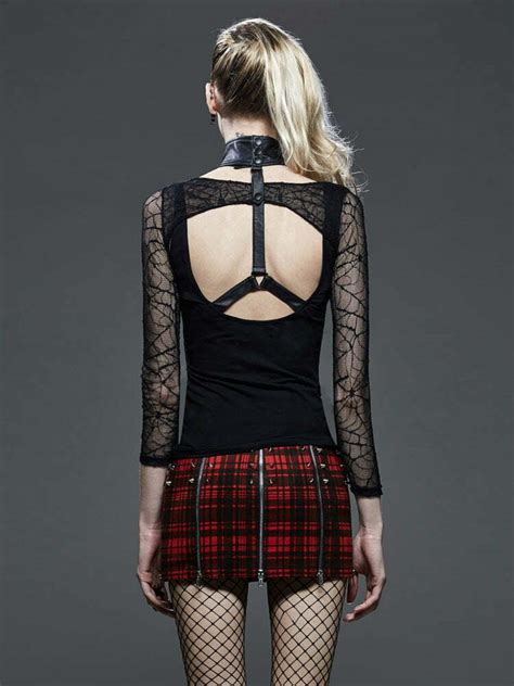 Punk Rave Womens Top With Gothic Harness