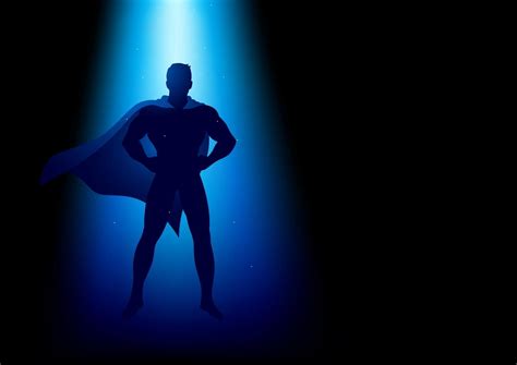 Superhero Standing Under The Blue Light 2960143 Vector Art At Vecteezy