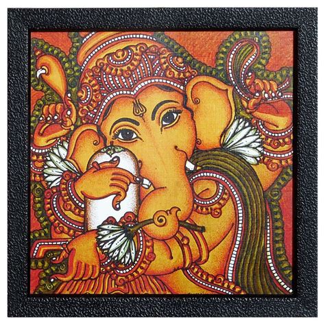 Lord Ganesha Framed Picture Mural Picture Kerala Mural Painting