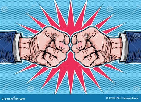 two hands clenched fist pop art retro stock vector illustration of business comic 179401776