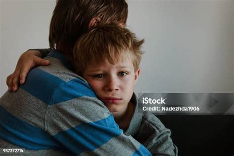 Father Comforting Sad Child Parenting Sorrow Stock Photo Download