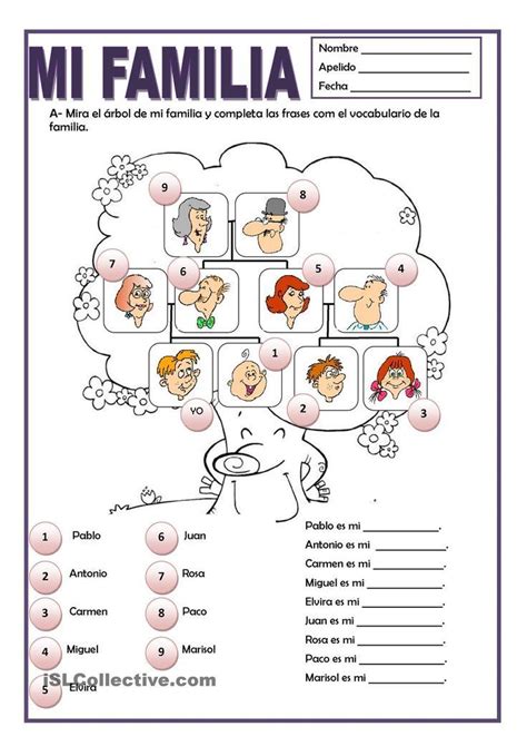 printable activity  practice spanish family vocabulary  kids
