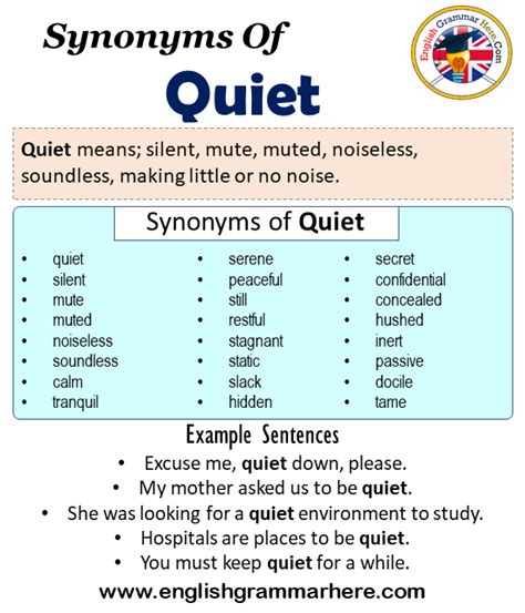 Synonyms Of Quiet, Quiet Synonyms Words List, Meaning and Example ...