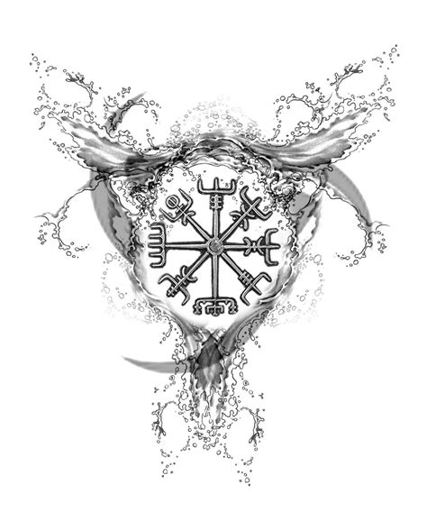 Elemental Tattoos By Joseph Gilland Viking Water Compass Tattoo Design