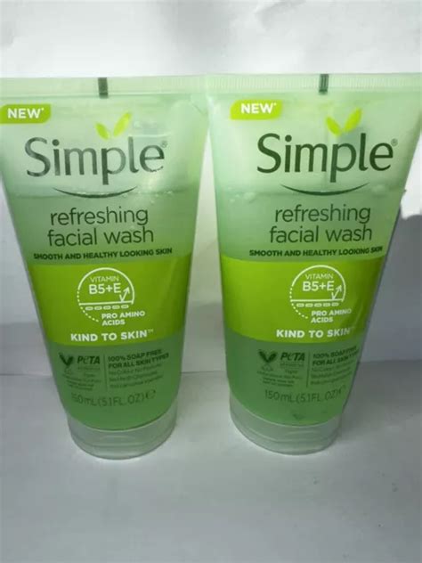 2x Simple Sensitive Skin Kind To Skin Refreshing Facial Wash Soap Free